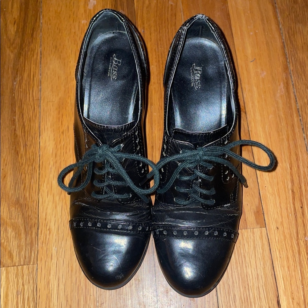 Anthropologie G.H. Bass Black Leather Lace-Up Heels.  Faith.  Size 7.5.